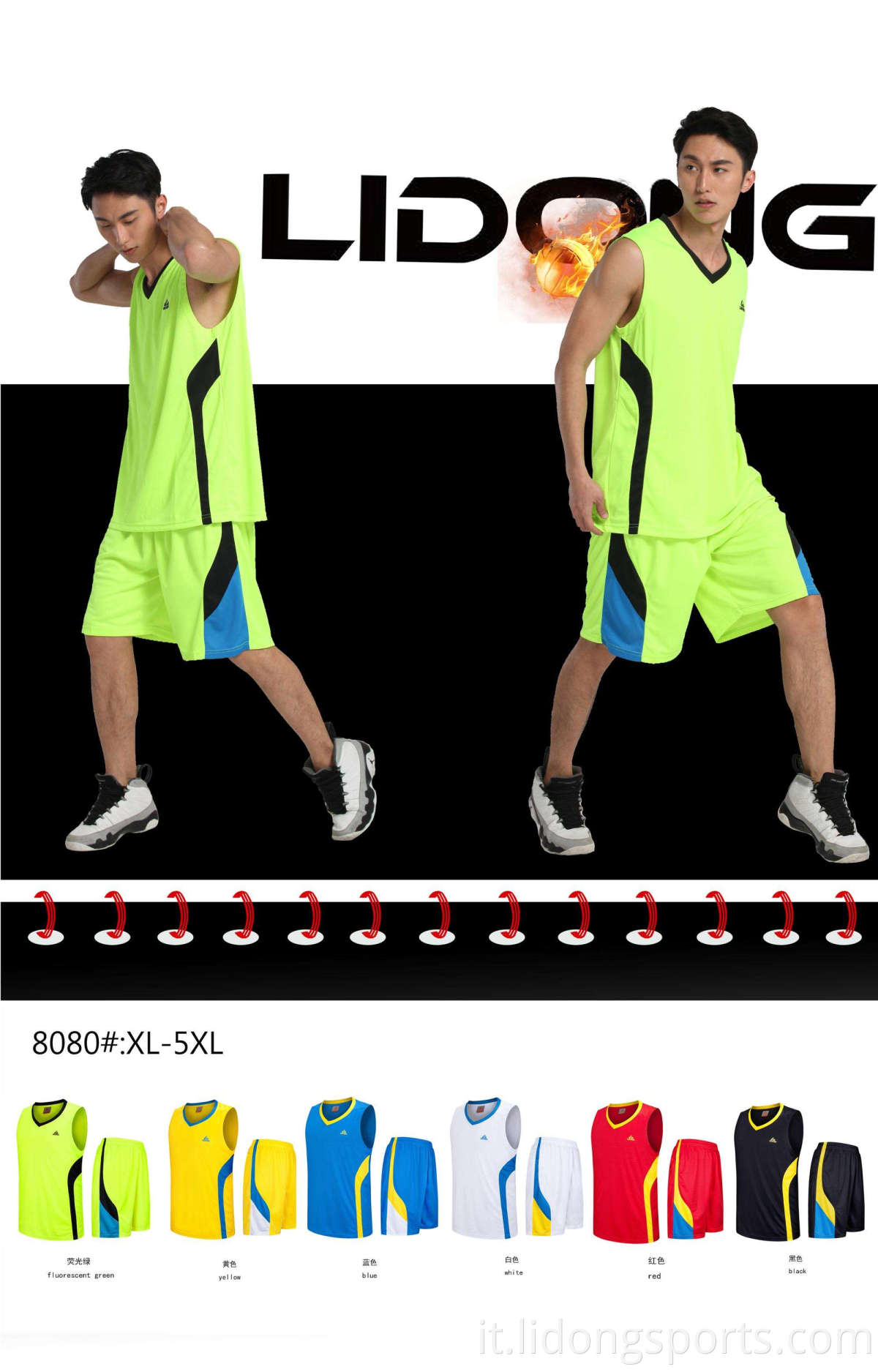 Lidong Custom Youth Basketball Uniforms Nuovi disegni di maglia da basket universitaria